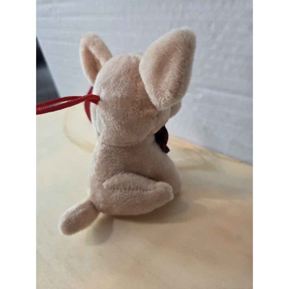 Christmas Ornament Chiwawa Bow Tie Plush Lights‎ Music Wish you Merry Dog Brown